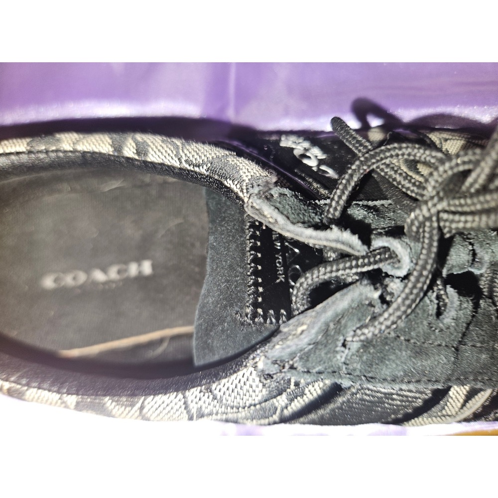 Coach Signature Remonna Monogram Black Suede Patent Leather Low Top Sneakers 7B - Picture 10 of 11